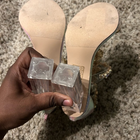 Azalea Wang Keeping It Real Chunky Heels Sandal Mermaid - Picture 5 of 8